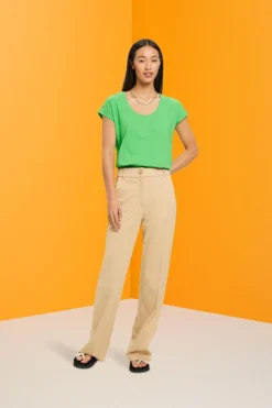 ESPRIT Baumwoll-T-Shirt Mit U-Ausschnitt -Esprit Geschäft 023CC1K308 310 15