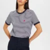 ESPRIT Gestreiftes Baumwoll-T-Shirt Mit Stickmotiv