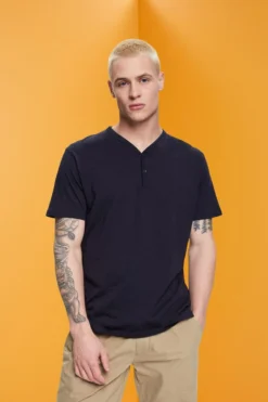 ESPRIT Henley-Shirt Aus Slub Jersey