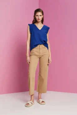 ESPRIT Ärmellos Bluse Aus Einem Leinenmix -Esprit Geschäft 033CC1F315 415 15