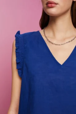 ESPRIT Ärmellos Bluse Aus Einem Leinenmix -Esprit Geschäft 033CC1F315 415 16