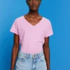 ESPRIT Mit Leinen: T-Shirt Mit V-Ausschnitt