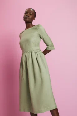 ESPRIT Gewebtes Midikleid Aus Leinenmix Mit Viskose