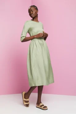 ESPRIT Gewebtes Midikleid Aus Leinenmix Mit Viskose -Esprit Geschäft 033EE1E321 345 15