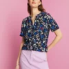 ESPRIT Florale Bluse Mit Geschlitztem Ausschnitt