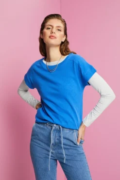 ESPRIT T-Shirt Aus Baumwoll-Leinen-Mix
