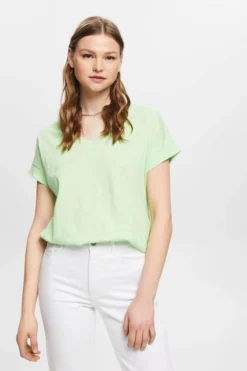 ESPRIT Baumwoll-T-Shirt Mit V-Ausschnitt