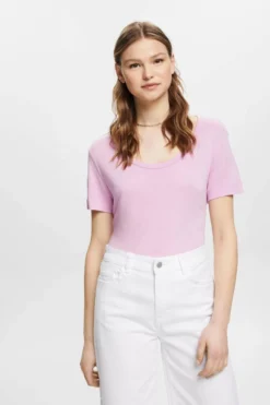 ESPRIT Viskose-T-Shirt Mit Weitem, Rundem Ausschnitt
