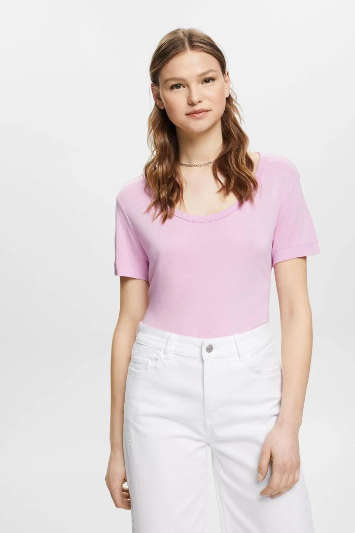 ESPRIT Viskose-T-Shirt Mit Weitem, Rundem Ausschnitt 1 ESPRIT Viskose-T-Shirt Mit Weitem, Rundem Ausschnitt
