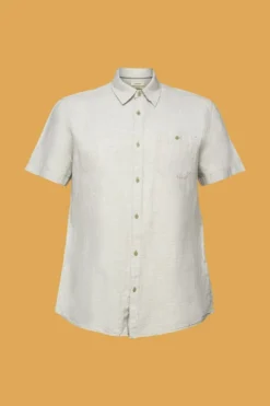 ESPRIT Kurzarm-Hemd Mit Hahnentrittmuster, Leinen-Mix -Esprit Geschäft 033EE2F303 345 20