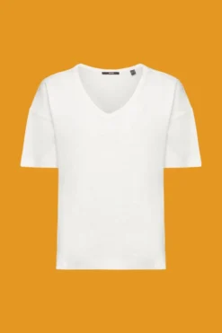 ESPRIT T-Shirt Mit V-Ausschnitt Aus Leinen-Mix -Esprit Geschäft 033EO1K303 110 20