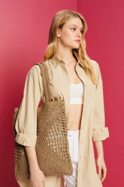 ESPRIT Tote Bag Aus Bast -Esprit Geschäft 043EA1O334 230 37