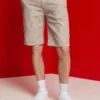 ESPRIT Gestreifte Chino-Shorts, Baumwoll-Leinen-Mix