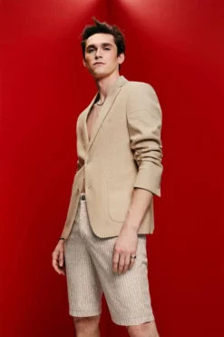 ESPRIT Gestreifte Chino-Shorts, Baumwoll-Leinen-Mix -Esprit Geschäft 043EE2C329 271 19