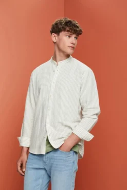 ESPRIT Gestreiftes Hemd, Leinenmix