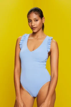 ESPRIT Recycelt: Wattierter Badeanzug Mit Rüschendetails