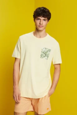 ESPRIT Jersey-T-Shirt Mit Brust-Print, 100 % Baumwolle