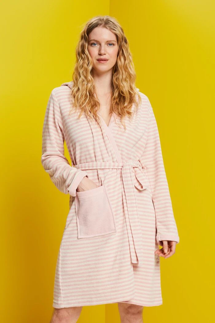 ESPRIT Gestreifter Frottée-Bademantel Mit Kapuze 1 ESPRIT Gestreifter Frottée-Bademantel Mit Kapuze