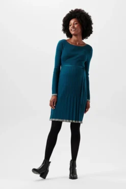 ESPRIT Plissiertes Strickkleid, Bio-Baumwolle