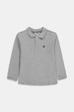 ESPRIT Langärmeliges Piqué-Polo, 100% Baumwolle