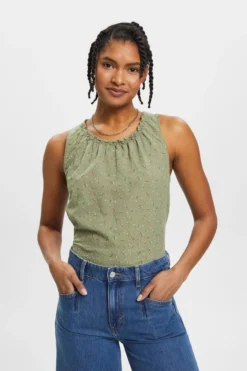 ESPRIT Ärmellose Leinenbluse Mit Floralem Print