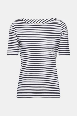 ESPRIT Gestreiftes Baumwoll-T-Shirt Mit U-Boot-Ausschnitt -Esprit Geschäft 993EE1K311 102 20