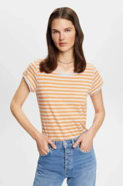 ESPRIT Streifen-T-Shirt Mit Rollkanten
