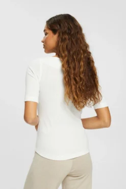 ESPRIT Pointelle-T-Shirt In Gerippter Optik -Esprit Geschäft 993EE1K353 110 11