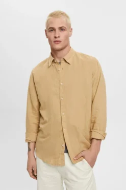 ESPRIT Button-Down-Hemd Aus Baumwolle Und Leinen