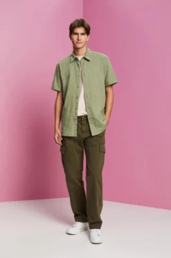 ESPRIT Kurzärmliges Hemd Aus Baumwolle-Leinen-Mix -Esprit Geschäft 993EE2F302 345 15