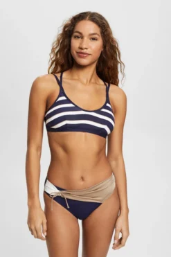 ESPRIT Wattiertes Bikini-Top Mit Streifen Und Gekreuzten Trägern