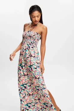 ESPRIT Gesmoktes Schlauchkleid In Maxilänge