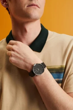 ESPRIT Edelstahl-Uhr Mit Lederarmband -Esprit Geschäft ESMW23770SI 090 37